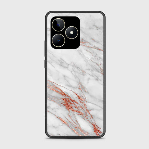 Realme C51 Cover- White Marble Series - HQ Ultra Shine Premium Infinity Glass Soft Silicon Borders Case