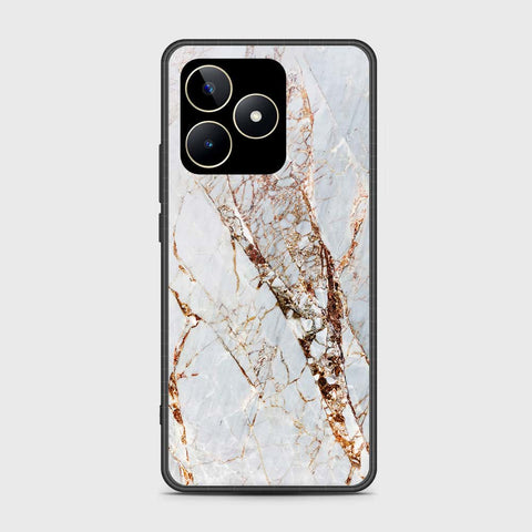 Realme C51 Cover- White Marble Series - HQ Ultra Shine Premium Infinity Glass Soft Silicon Borders Case
