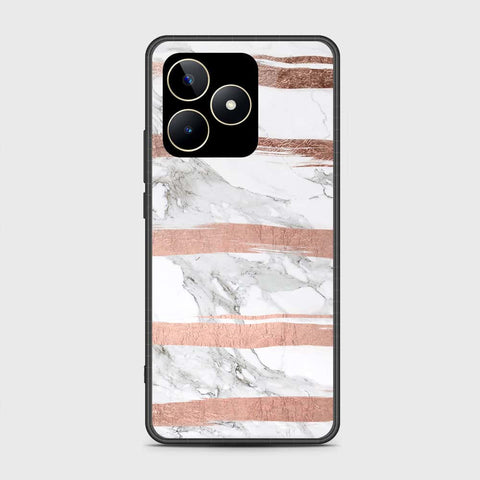 Realme C51 Cover- White Marble Series - HQ Ultra Shine Premium Infinity Glass Soft Silicon Borders Case