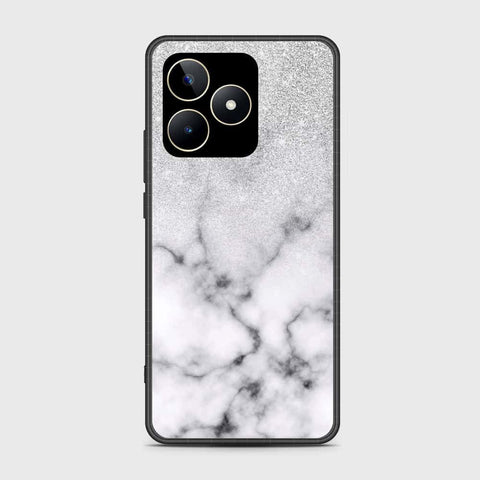 Realme C51 Cover- White Marble Series - HQ Ultra Shine Premium Infinity Glass Soft Silicon Borders Case