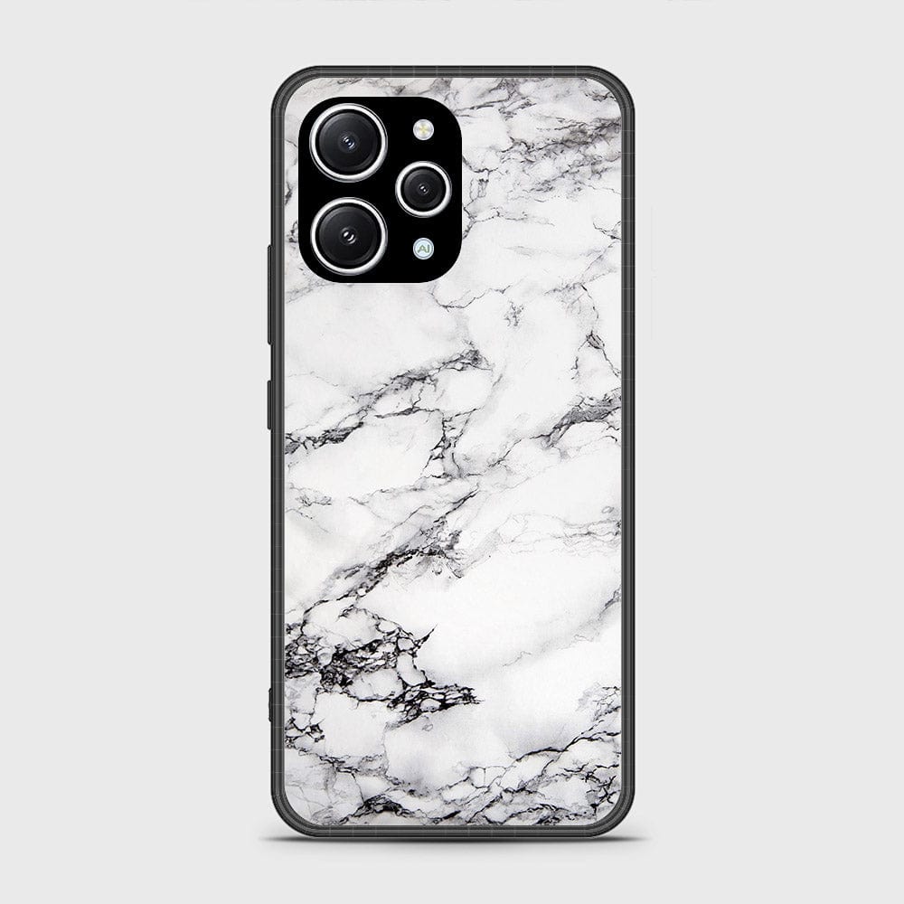 Xiaomi Redmi 12 4G Cover- White Marble Series - HQ Ultra Shine Premium Infinity Glass Soft Silicon Borders Case (Fast Delivery)