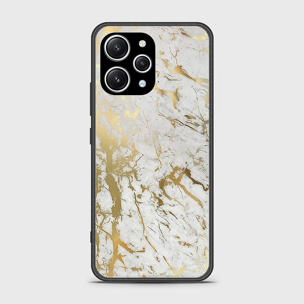 Xiaomi Redmi 12 4G Cover- White Marble Series - HQ Ultra Shine Premium Infinity Glass Soft Silicon Borders Case (Fast Delivery)