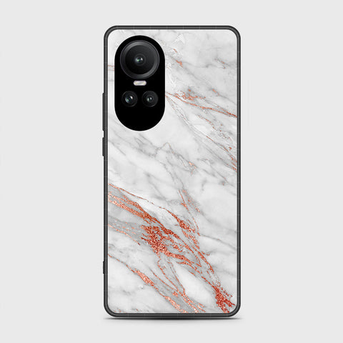 Oppo Reno 10 Pro Cover- White Marble Series - HQ Ultra Shine Premium Infinity Glass Soft Silicon Borders Case