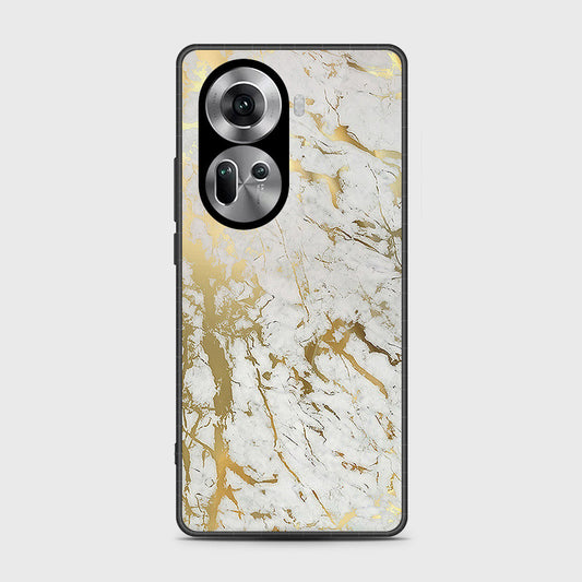Oppo Reno 11 5G Cover- White Marble Series - HQ Ultra Shine Premium Infinity Glass Soft Silicon Borders Case (Fast Delivery)