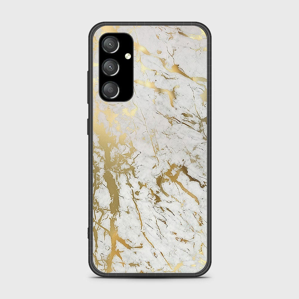 Samsung Galaxy A55 Cover- White Marble Series - HQ Ultra Shine Premium Infinity Glass Soft Silicon Borders Case (Fast Delivery))