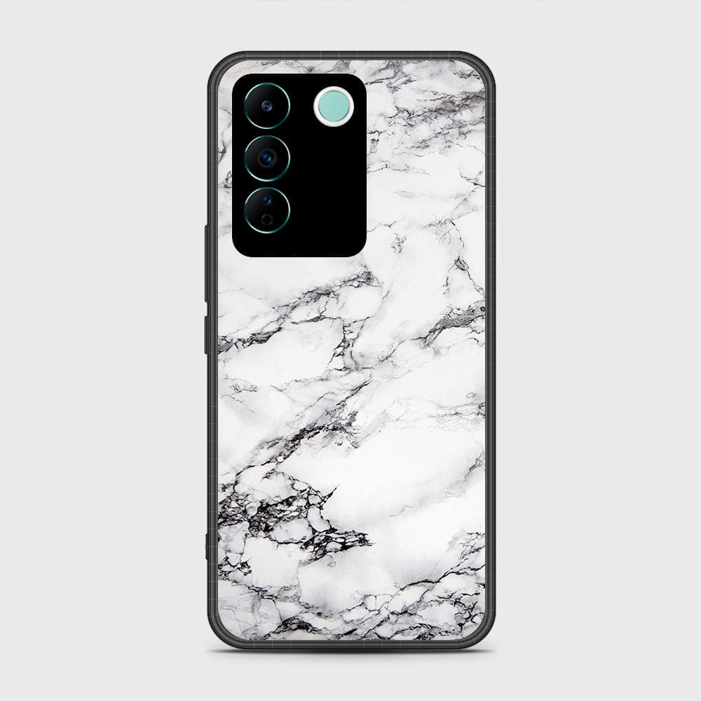Vivo S16e Cover- White Marble Series - HQ Ultra Shine Premium Infinity Glass Soft Silicon Borders Case (Fast Delivery)