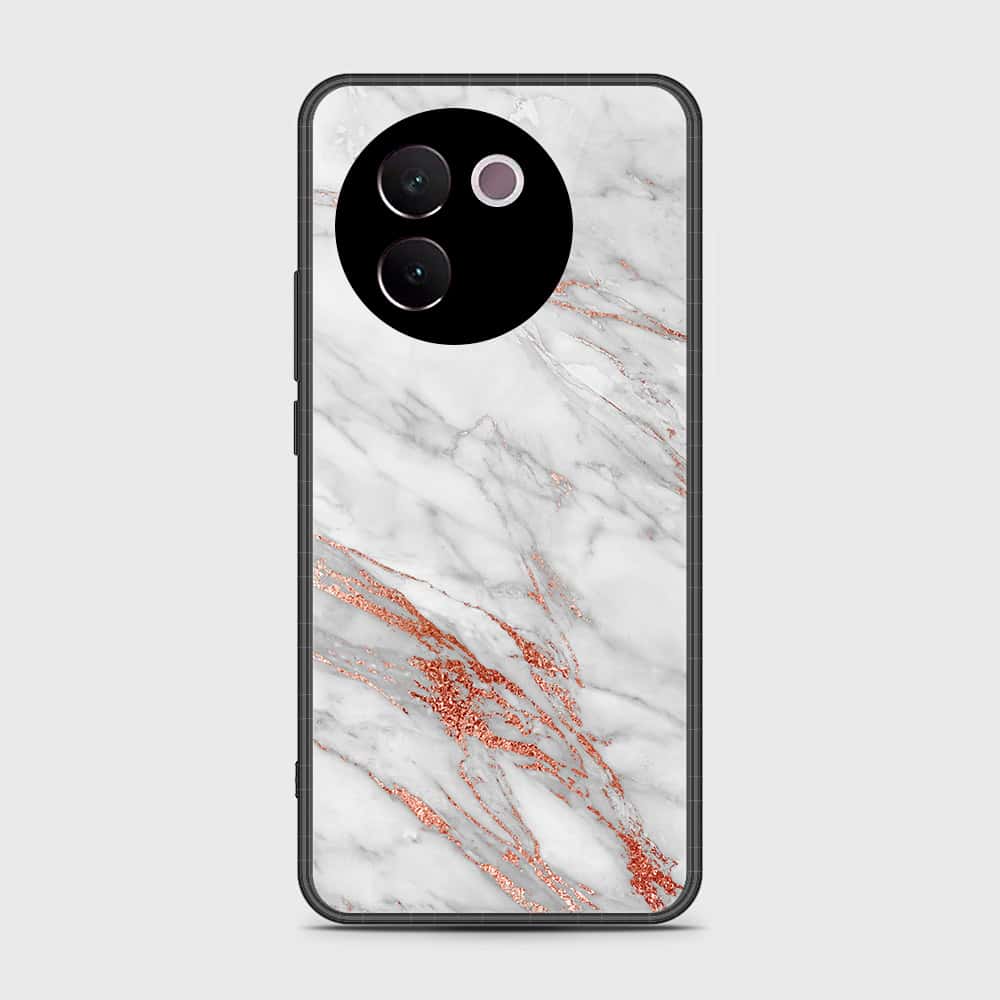 Vivo V30e Cover- White Marble Series - HQ Ultra Shine Premium Infinity Glass Soft Silicon Borders Case (Fast Delivery)