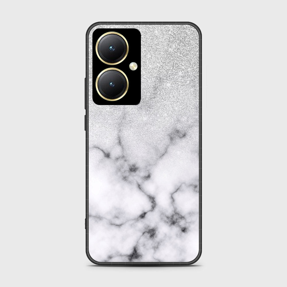 Vivo Y35m Plus Cover- White Marble Series - HQ Ultra Shine Premium Infinity Glass Soft Silicon Borders Case (Fast Delivery)