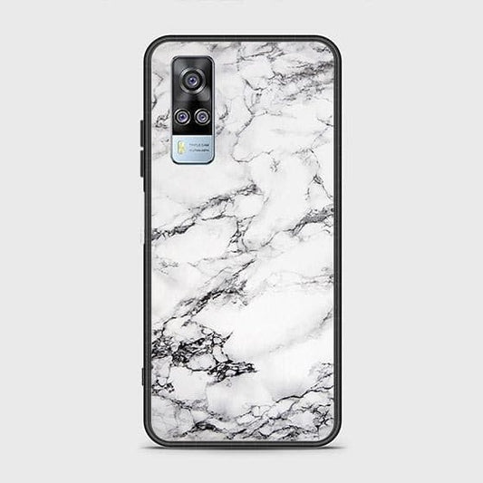 Vivo Y51s Cover - White Marble Series - HQ Ultra Shine Premium Infinity Glass Soft Silicon Borders Case (Fast Delivery)