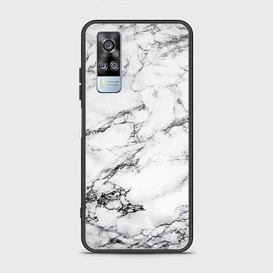 Vivo Y33 Cover - White Marble Series - HQ Ultra Shine Premium Infinity Glass Soft Silicon Borders Case (Fast Delivery)