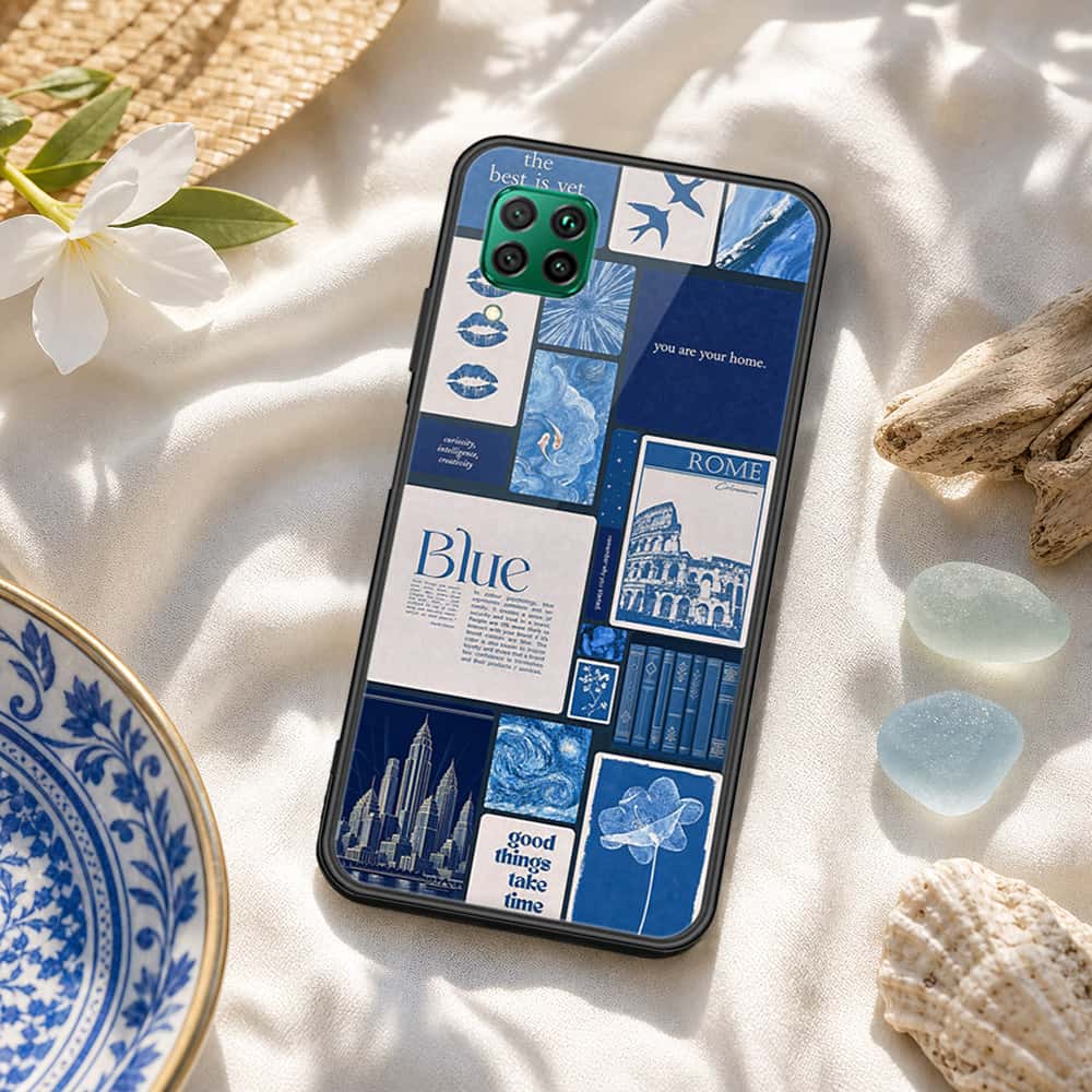 Huawei Nova 6 SE Cover - ONation Aesthetic Collage Series - HQ Ultra Shine Premium Infinity Glass Soft Silicon Borders Case