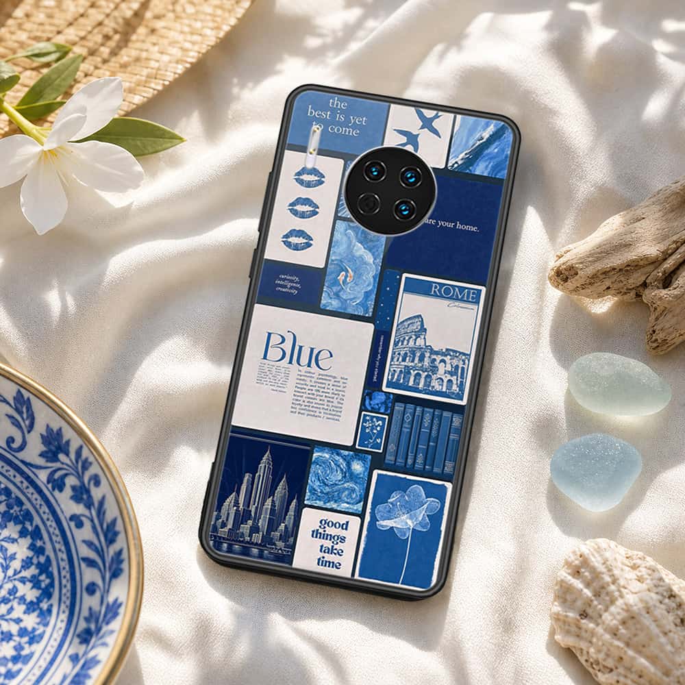 Huawei Mate 30 Cover - ONation Aesthetic Collage Series - HQ Ultra Shine Premium Infinity Glass Soft Silicon Borders Case