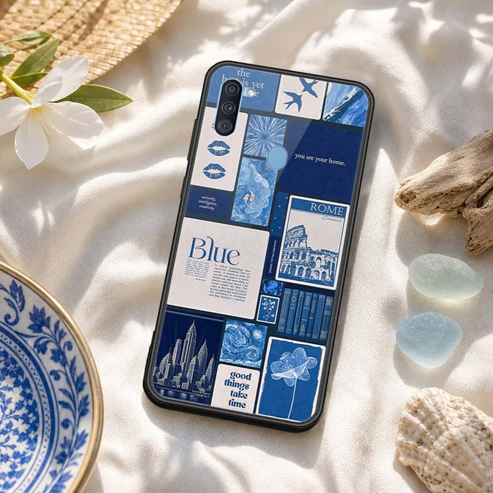 Samsung Galaxy M11 Cover - ONation Aesthetic Collage Series - HQ Ultra Shine Premium Infinity Glass Soft Silicon Borders Case