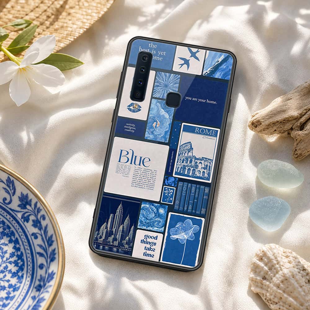 Samsung Galaxy A9 2018 Cover - ONation Aesthetic Collage Series - HQ Ultra Shine Premium Infinity Glass Soft Silicon Borders Case