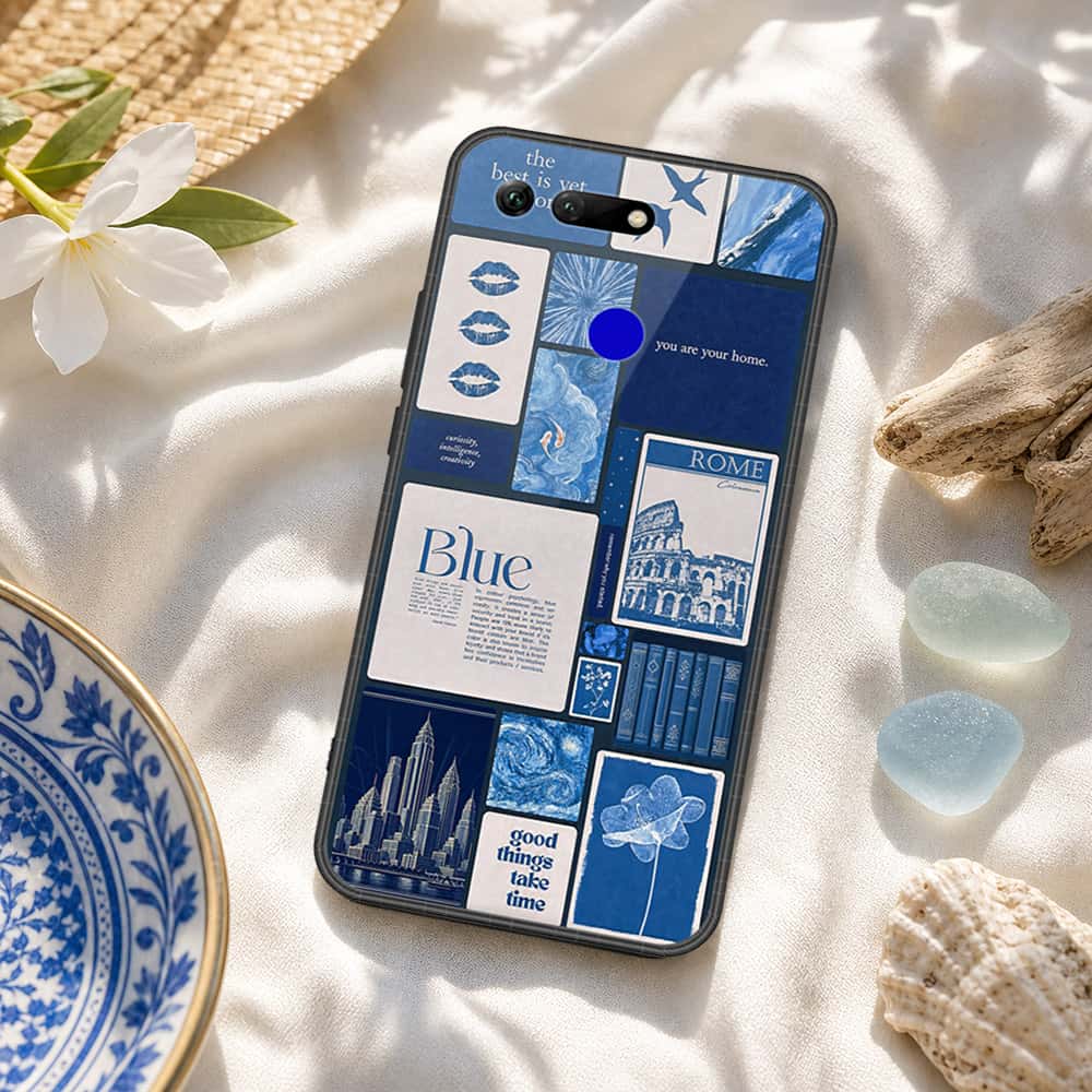Huawei Honor View 20 Cover - ONation Aesthetic Collage Series - HQ Ultra Shine Premium Infinity Glass Soft Silicon Borders Case