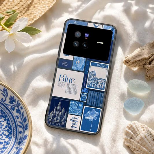 Vivo X80 Cover - ONation Aesthetic Collage Series - HQ Ultra Shine Premium Infinity Glass Soft Silicon Borders Case