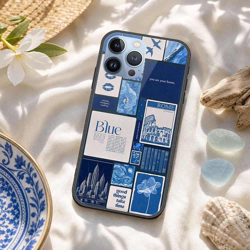 iPhone 14 Pro Cover - ONation Aesthetic Collage Series - HQ Ultra Shine Premium Infinity Glass Soft Silicon Borders Case