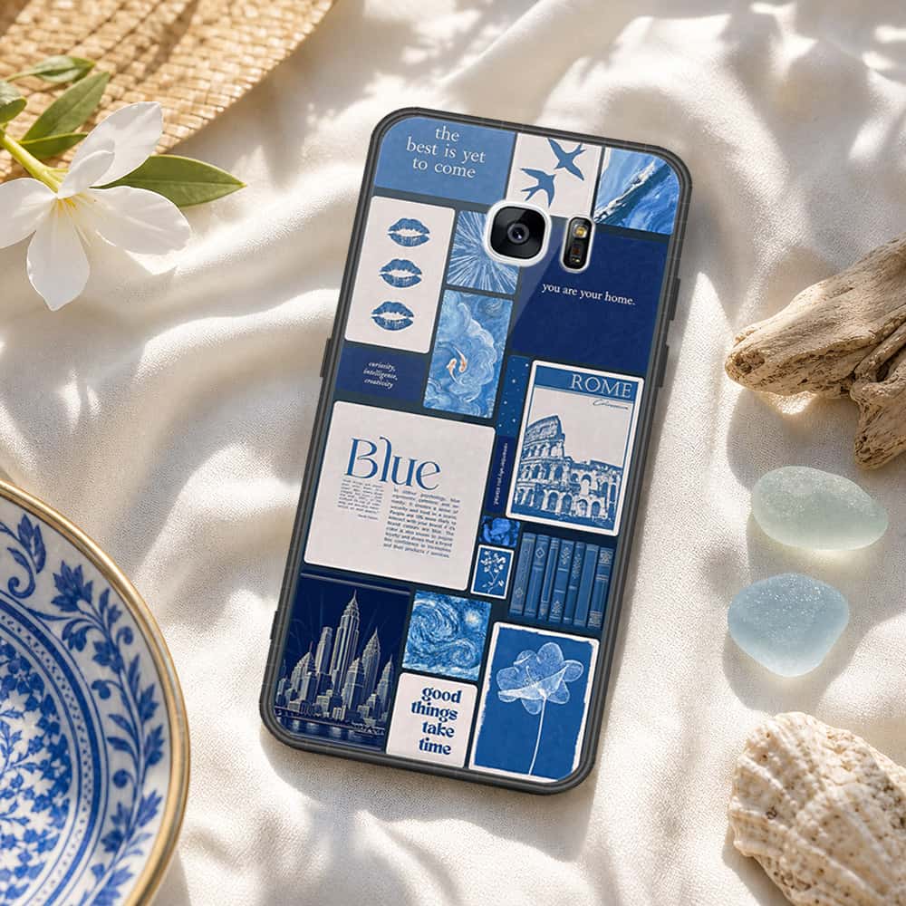 Samsung Galaxy S7 Edge Cover - ONation Aesthetic Collage Series - HQ Ultra Shine Premium Infinity Glass Soft Silicon Borders Case