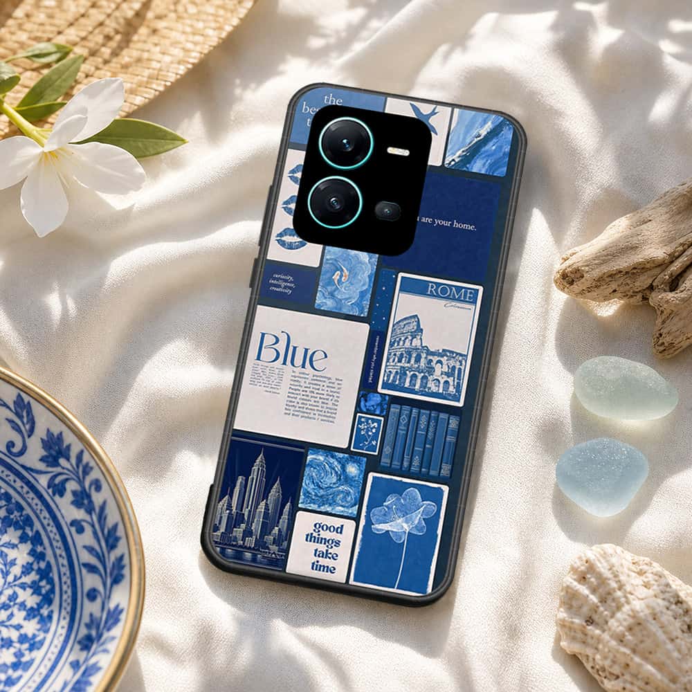 Vivo V25 5G Cover - ONation Aesthetic Collage Series - HQ Ultra Shine Premium Infinity Glass Soft Silicon Borders Case