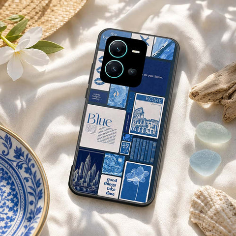 Vivo V25 5G Cover - ONation Aesthetic Collage Series - HQ Ultra Shine Premium Infinity Glass Soft Silicon Borders Case