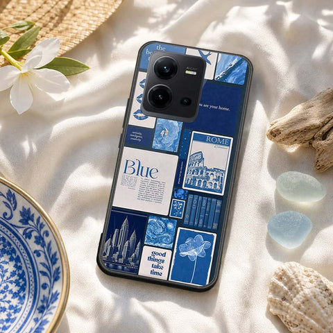Vivo V25e Cover - ONation Aesthetic Collage Series - HQ Ultra Shine Premium Infinity Glass Soft Silicon Borders Case
