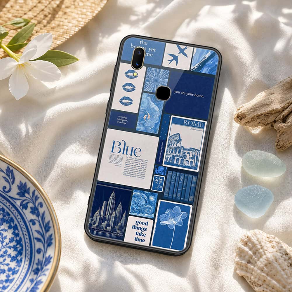 Vivo V11i Cover - ONation Aesthetic Collage Series - HQ Ultra Shine Premium Infinity Glass Soft Silicon Borders Case