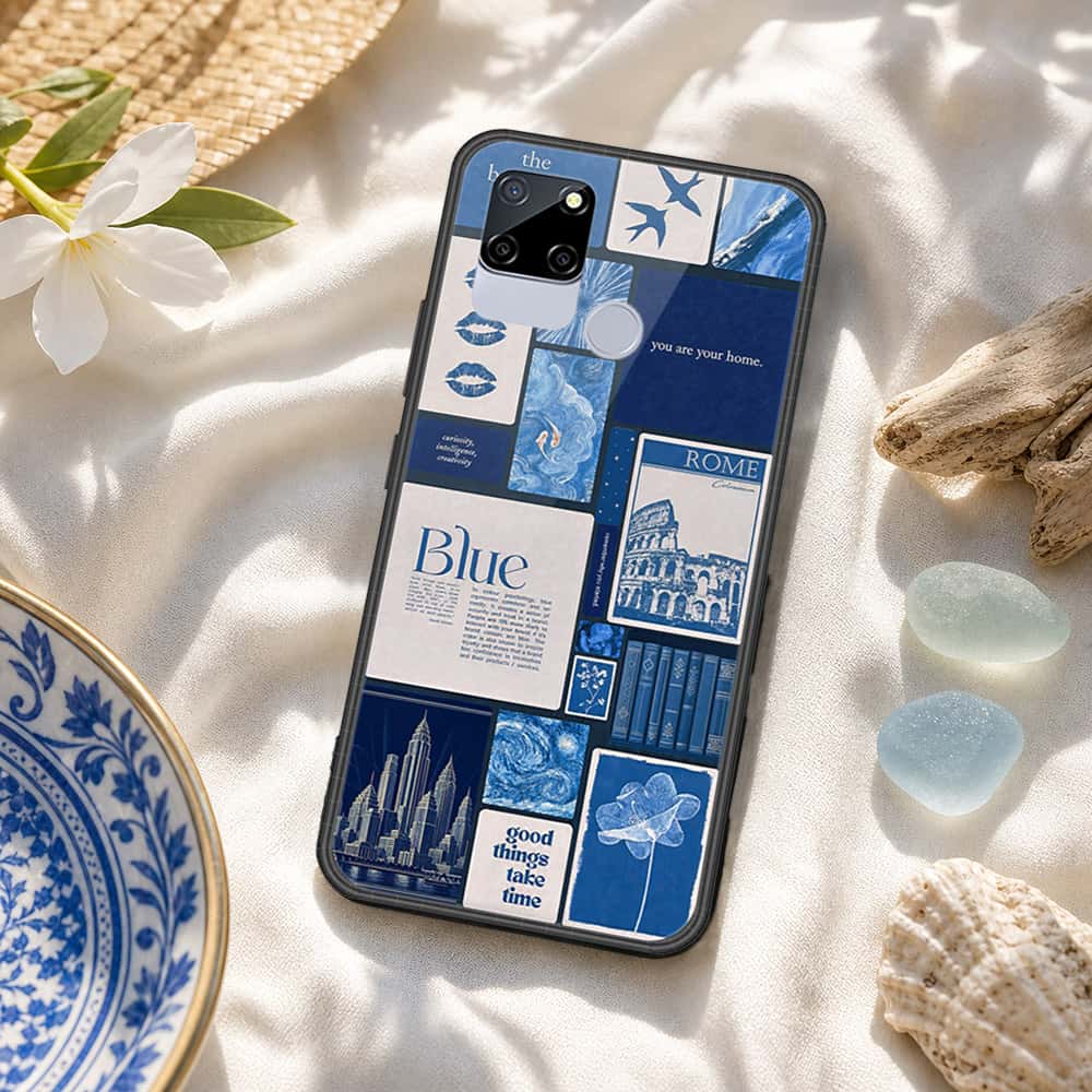 Realme C12 Cover - ONation Aesthetic Collage Series - HQ Ultra Shine Premium Infinity Glass Soft Silicon Borders Case