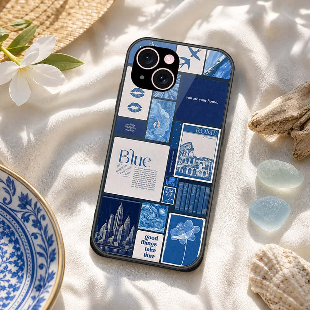 iPhone 15 Plus Cover - ONation Aesthetic Collage Series - HQ Ultra Shine Premium Infinity Glass Soft Silicon Borders Case