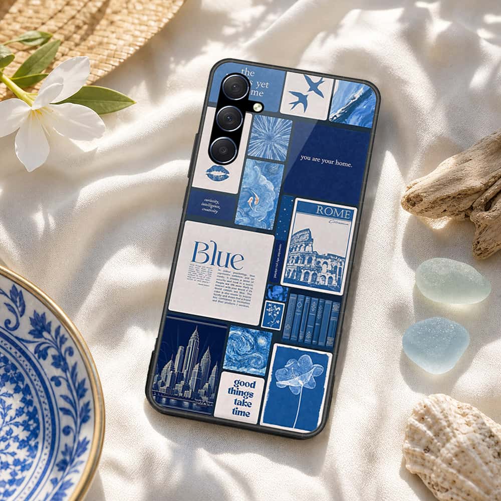 Samsung Galaxy M54 Cover - ONation Aesthetic Collage Series - HQ Ultra Shine Premium Infinity Glass Soft Silicon Borders Case