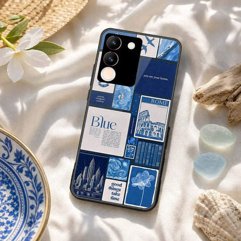 Vivo V29e Cover - ONation Aesthetic Collage Series - HQ Ultra Shine Premium Infinity Glass Soft Silicon Borders Case