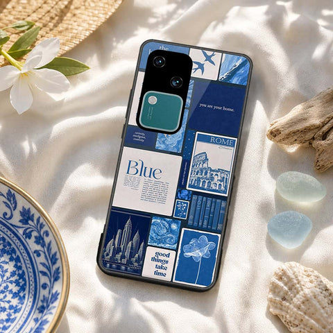 Vivo V30 Cover - ONation Aesthetic Collage Series - HQ Ultra Shine Premium Infinity Glass Soft Silicon Borders Case