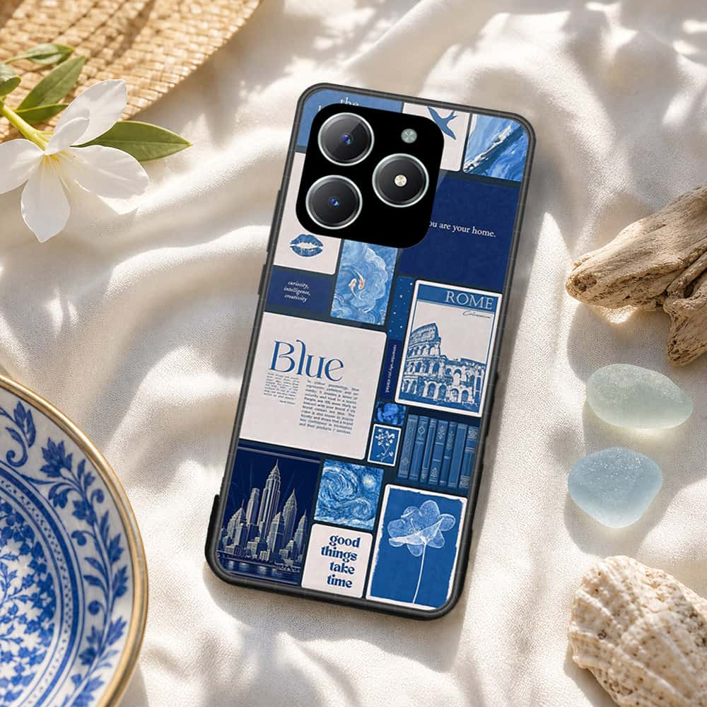 Realme C61 Cover - ONation Aesthetic Collage Series - HQ Ultra Shine Premium Infinity Glass Soft Silicon Borders Case