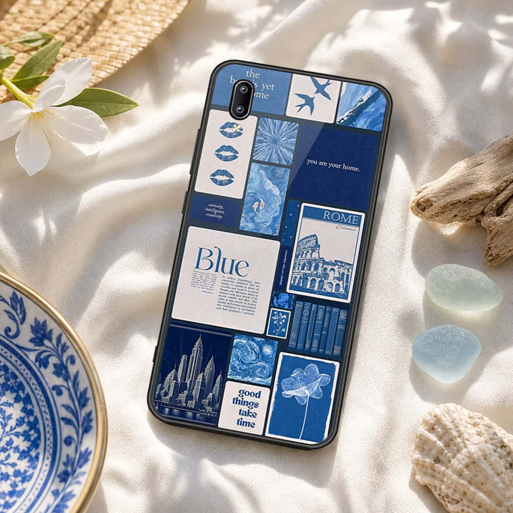 Vivo Y91 (Without Logo Hole) Cover - ONation Aesthetic Collage Series - HQ Ultra Shine Premium Infinity Glass Soft Silicon Borders Case