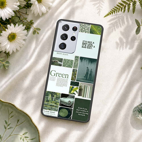 Samsung Galaxy S21 Ultra 5G Cover - ONation Aesthetic Collage Series - HQ Ultra Shine Premium Infinity Glass Soft Silicon Borders Case