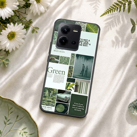 Vivo V25e Cover - ONation Aesthetic Collage Series - HQ Ultra Shine Premium Infinity Glass Soft Silicon Borders Case
