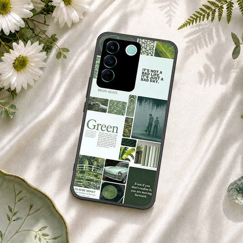 Vivo V27e Cover - ONation Aesthetic Collage Series - HQ Ultra Shine Premium Infinity Glass Soft Silicon Borders Case