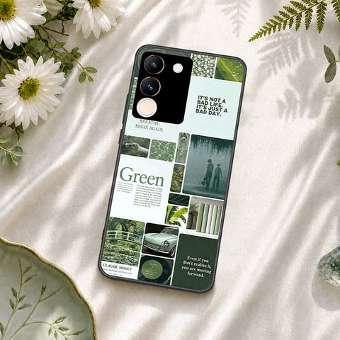 Vivo V29e Cover - ONation Aesthetic Collage Series - HQ Ultra Shine Premium Infinity Glass Soft Silicon Borders Case