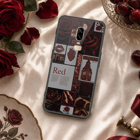 OnePlus 6 Cover - ONation Aesthetic Collage Series - HQ Ultra Shine Premium Infinity Glass Soft Silicon Borders Case