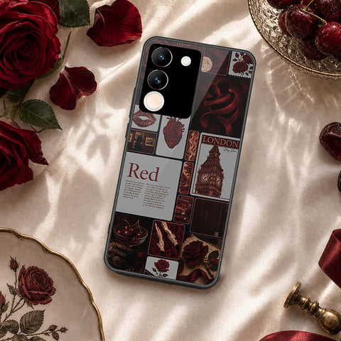 Vivo V29e Cover - ONation Aesthetic Collage Series - HQ Ultra Shine Premium Infinity Glass Soft Silicon Borders Case
