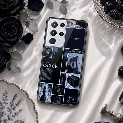 Samsung Galaxy S21 Ultra 5G Cover - ONation Aesthetic Collage Series - HQ Ultra Shine Premium Infinity Glass Soft Silicon Borders Case
