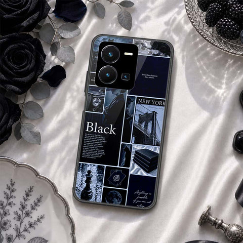 Vivo Y35 4G Cover - ONation Aesthetic Collage Series - HQ Ultra Shine Premium Infinity Glass Soft Silicon Borders Case