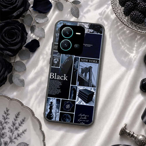 Vivo V25 5G Cover - ONation Aesthetic Collage Series - HQ Ultra Shine Premium Infinity Glass Soft Silicon Borders Case