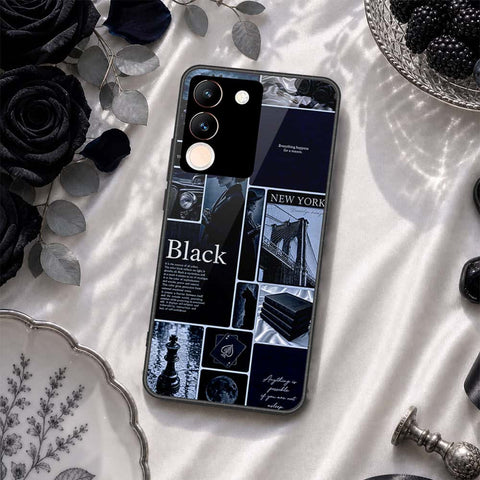 Vivo V29e Cover - ONation Aesthetic Collage Series - HQ Ultra Shine Premium Infinity Glass Soft Silicon Borders Case