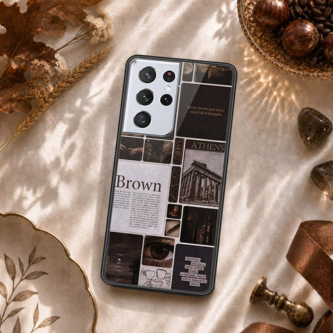 Samsung Galaxy S21 Ultra 5G Cover - ONation Aesthetic Collage Series - HQ Ultra Shine Premium Infinity Glass Soft Silicon Borders Case