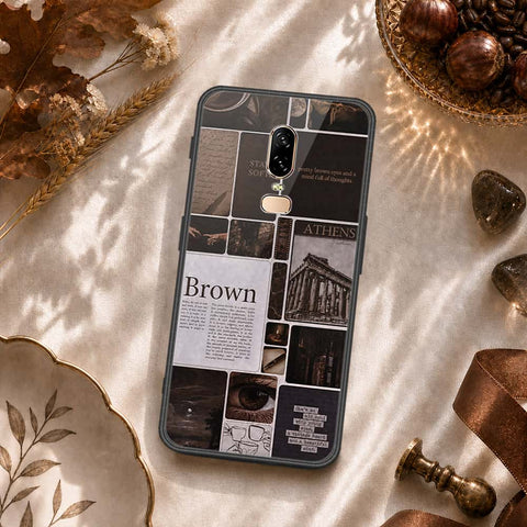 OnePlus 6 Cover - ONation Aesthetic Collage Series - HQ Ultra Shine Premium Infinity Glass Soft Silicon Borders Case