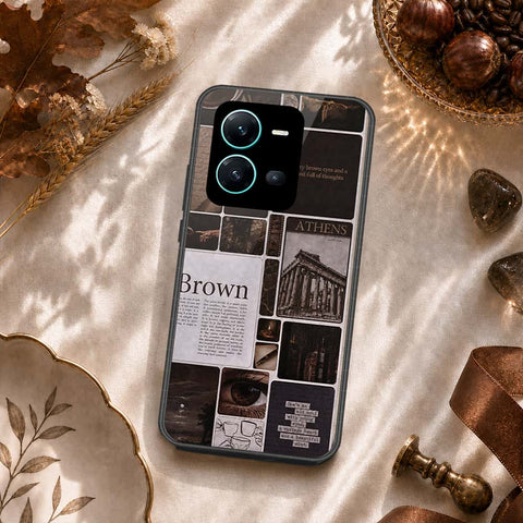 Vivo V25 5G Cover - ONation Aesthetic Collage Series - HQ Ultra Shine Premium Infinity Glass Soft Silicon Borders Case