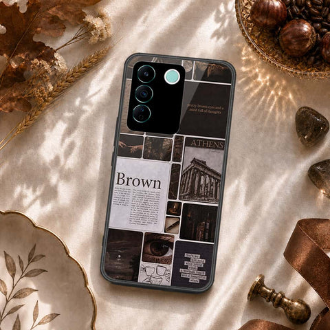 Vivo V27e Cover - ONation Aesthetic Collage Series - HQ Ultra Shine Premium Infinity Glass Soft Silicon Borders Case