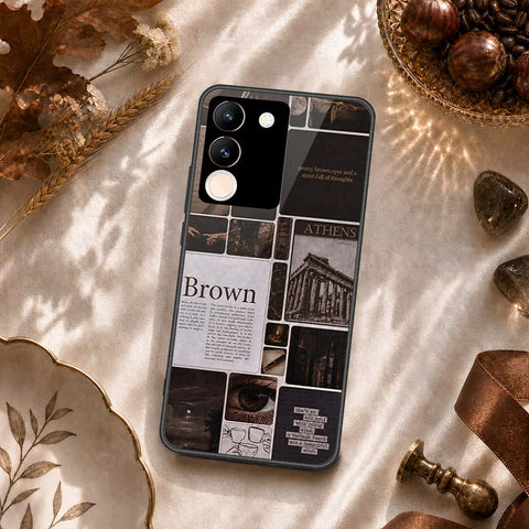 Vivo V29e Cover - ONation Aesthetic Collage Series - HQ Ultra Shine Premium Infinity Glass Soft Silicon Borders Case