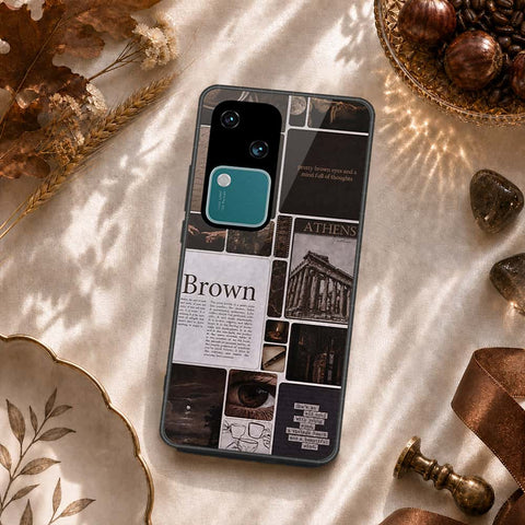 Vivo V30 Cover - ONation Aesthetic Collage Series - HQ Ultra Shine Premium Infinity Glass Soft Silicon Borders Case