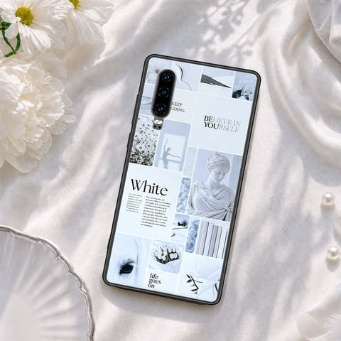 Huawei P30 Cover - ONation Aesthetic Collage Series - HQ Ultra Shine Premium Infinity Glass Soft Silicon Borders Case